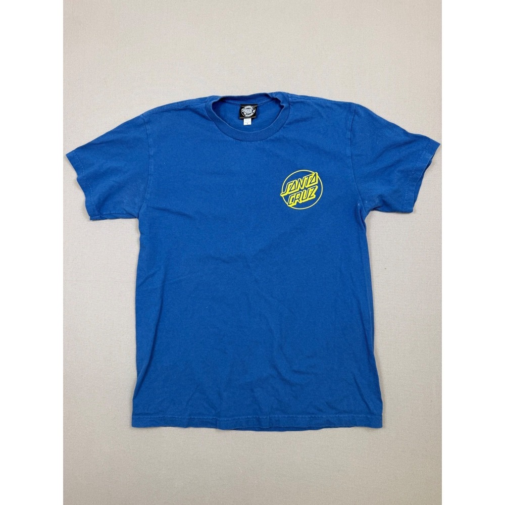 Santa Cruz Skateboards Mens T-Shirt Blue Yellow Dot Logo Short Sleeve Size M - Picture 2 of 7